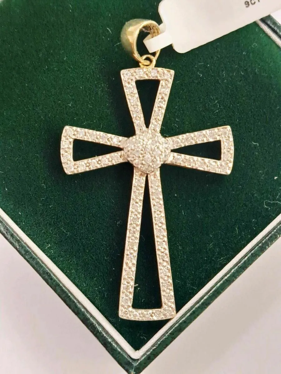 9K Gold Cross Cizat Pendant - Image 4