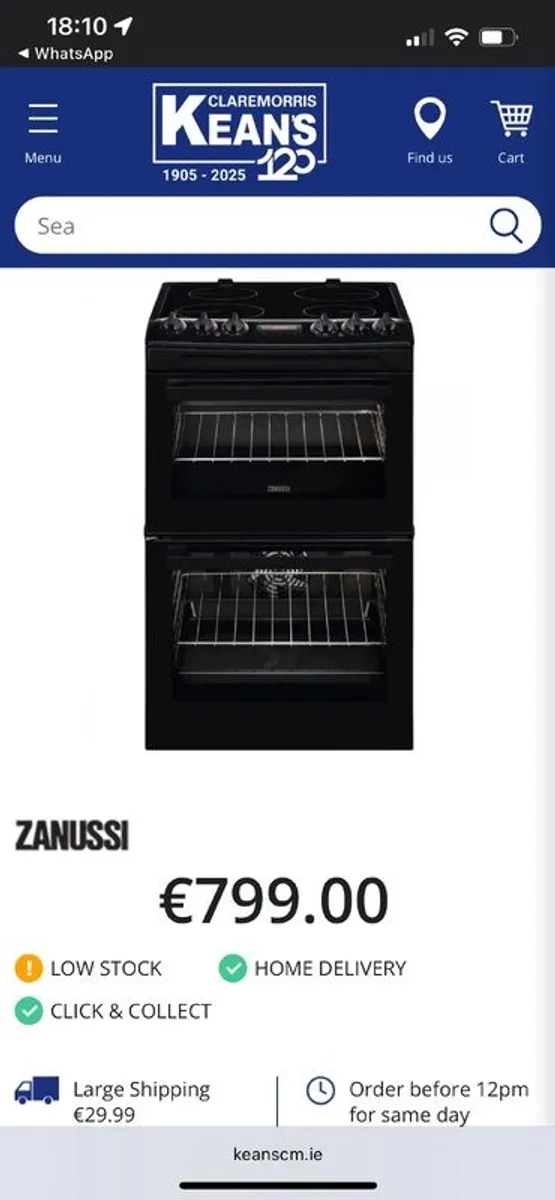 Zanussi electric Cooker double oven and hob - Image 2