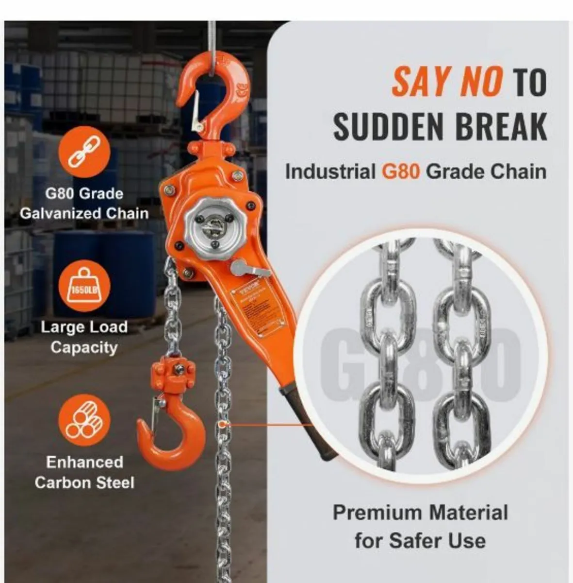 Manual Lever Chain Hoist, 3/4 Ton - Image 4