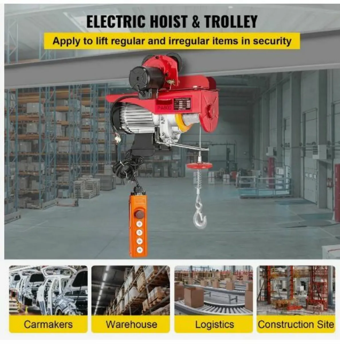 800Kg/1700Lbs Electric Trolley Hoist 1300W - Image 3