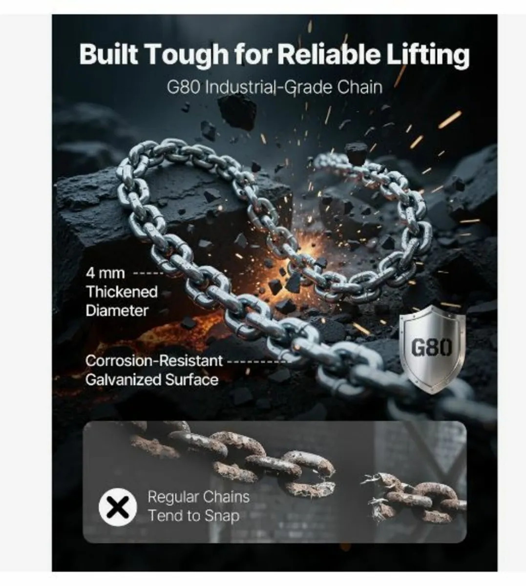 Manual Lever Chain Hoist, 1/2T 500KG Capacity - Image 4