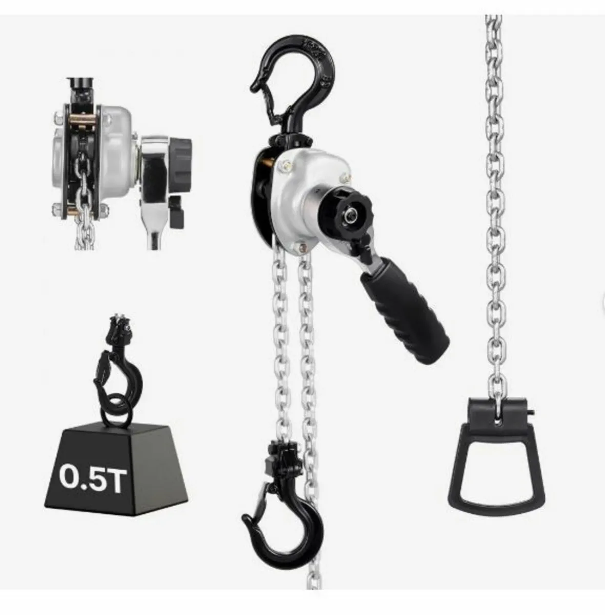 Manual Lever Chain Hoist, 1/2T 500KG Capacity - Image 1