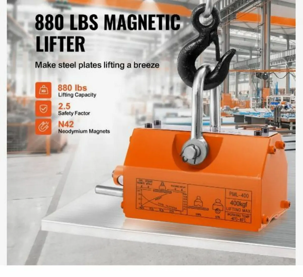 Magnetic Lifter, 880 lbs/400 kg Pulling Capacity - Image 3