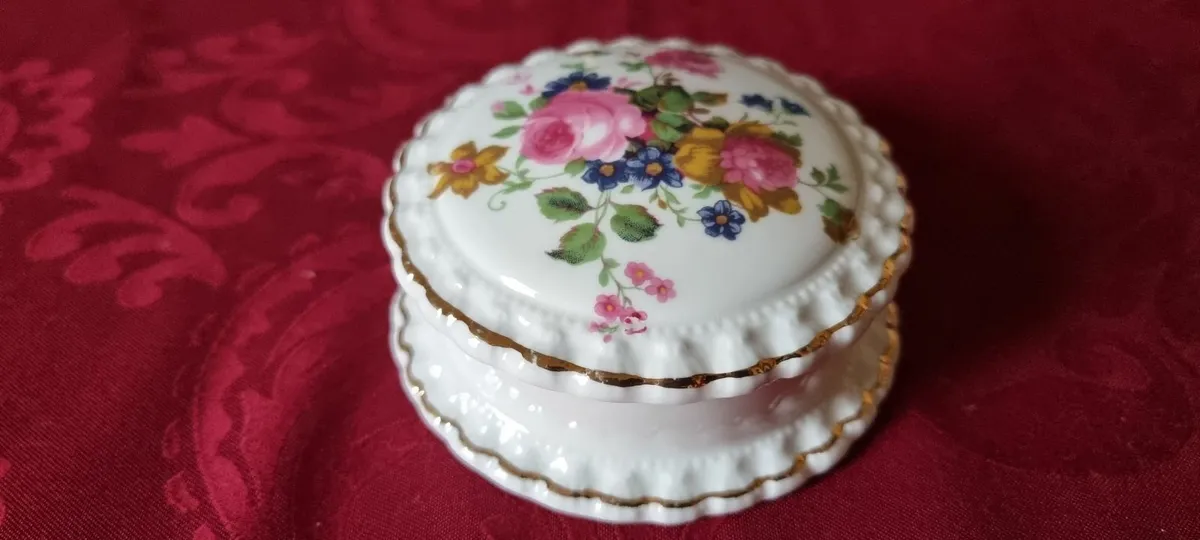 Crown England BoneChina Floral Jewelry Trinket Box - Image 2