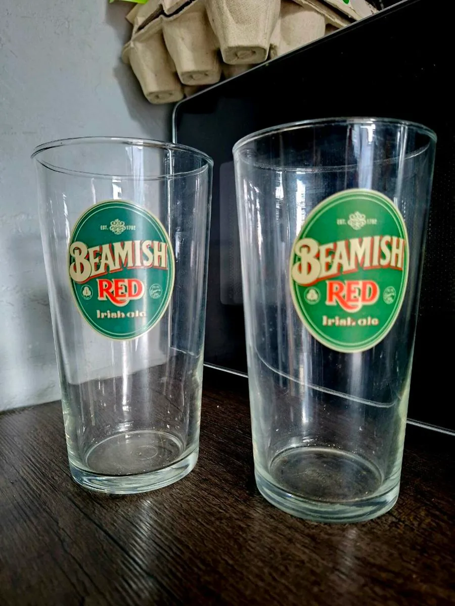 Rare Vintage pair of BEAMISH RED Pint Glasses - Image 2