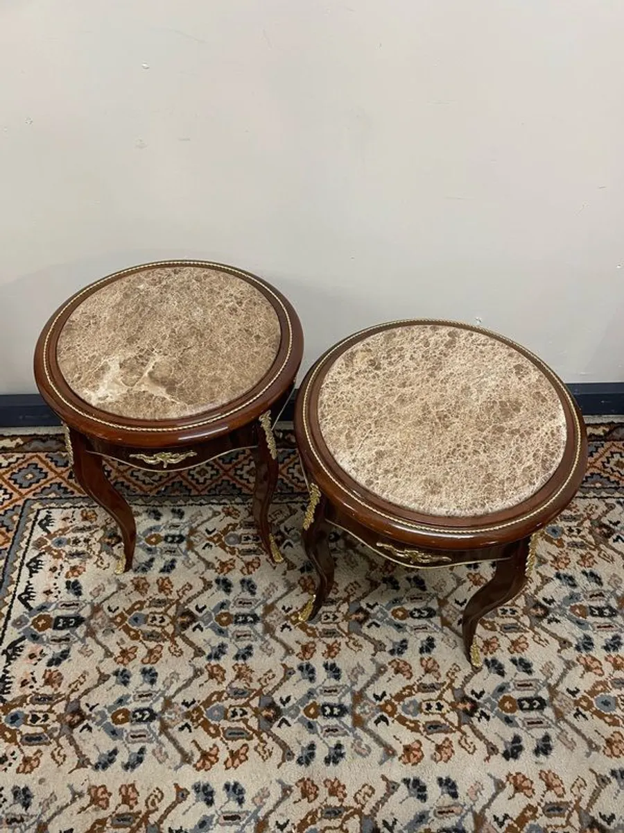A Beautiful Pair od French Low Marble Top Tables. - Image 4