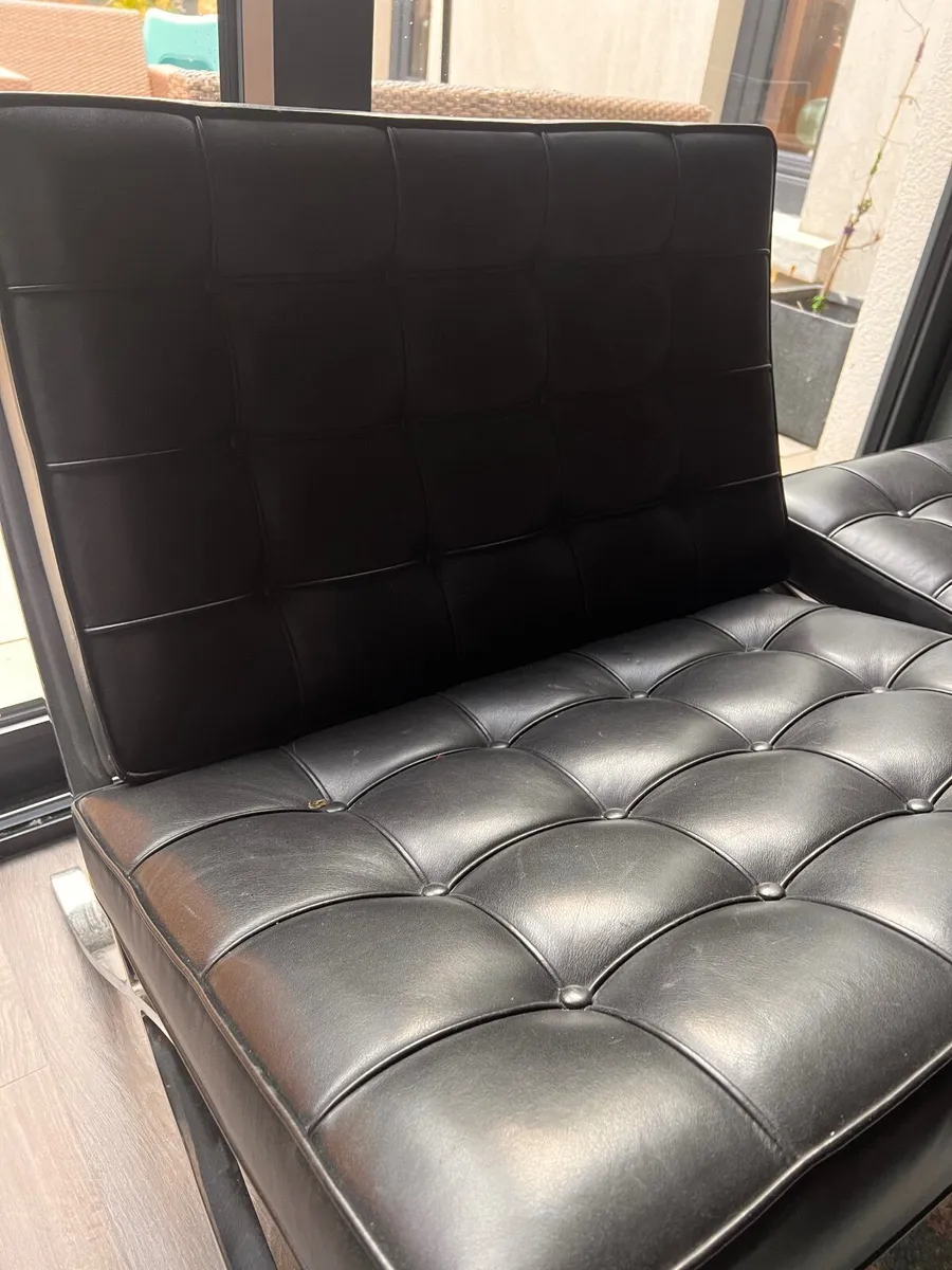 Mid-Century Barcelona style chair and Ottoman - Image 1