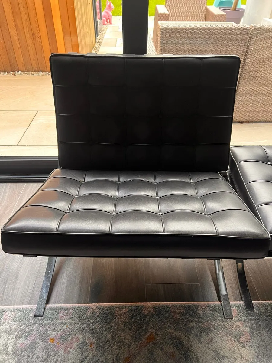 Mid-Century Barcelona style chair and Ottoman - Image 2