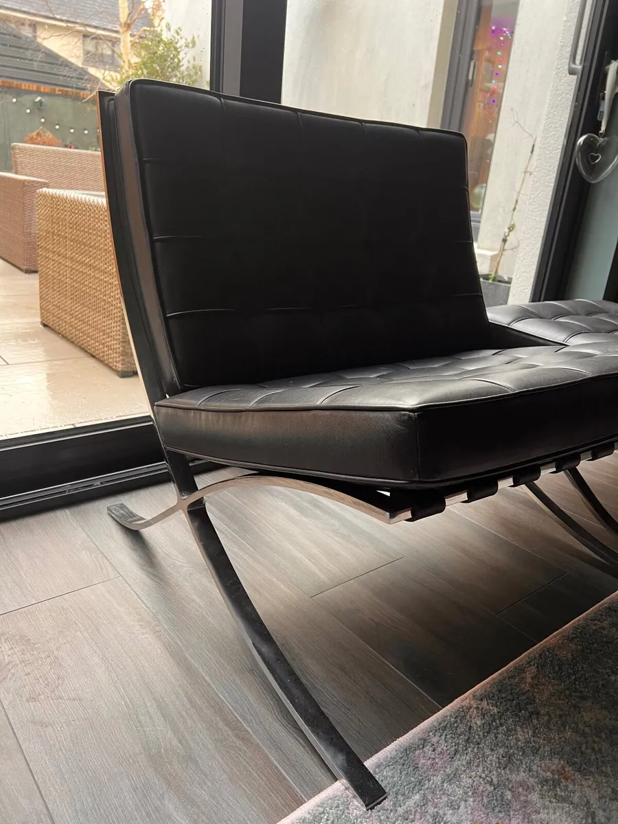 Mid-Century Barcelona style chair and Ottoman - Image 3