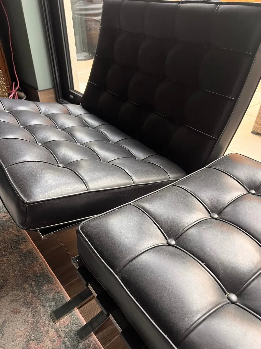 Mid-Century Barcelona style chair and Ottoman - Image 4