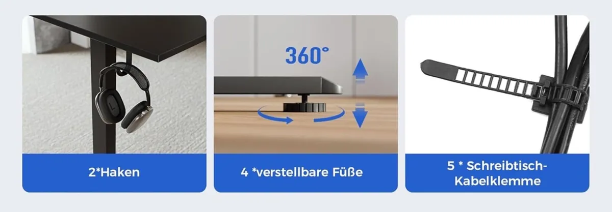 Electric Standing Desk, 120 x 60 cm Height Adjusta - Image 4