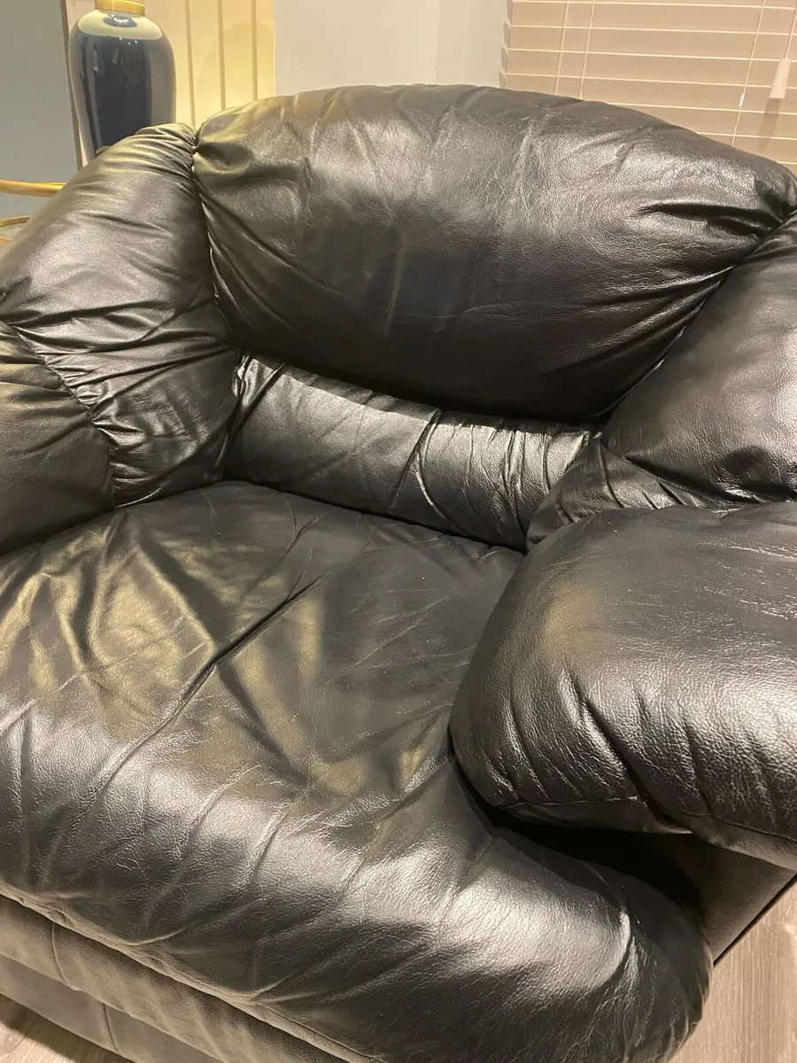 Black Leather Armchair - Image 1