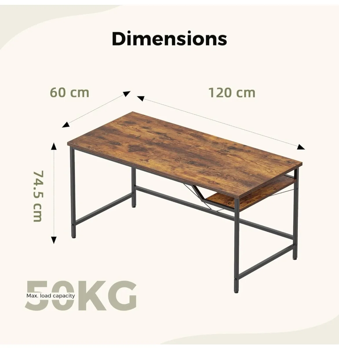 120 cm Computer Desk, Gaming Desk - Image 4