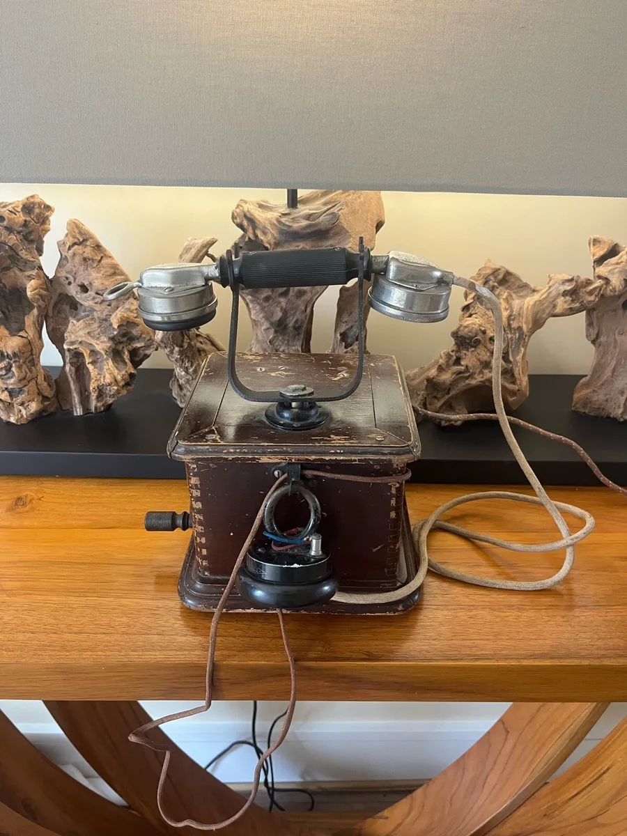 Antique 1910 Burgunder Paris Crank Telephone - Image 1