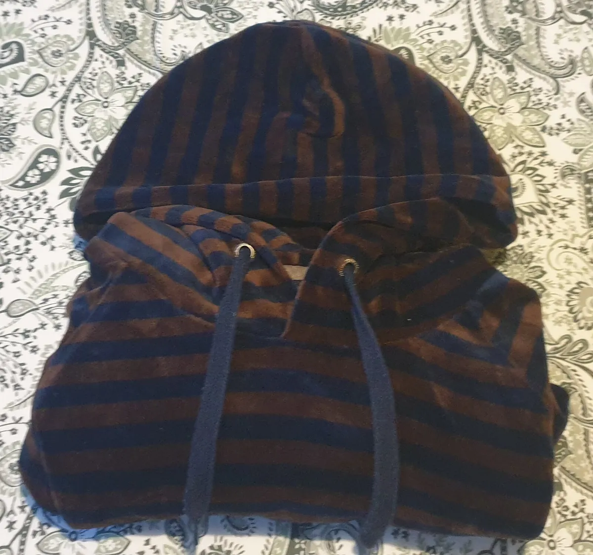 Brown And Blue Stripes Hoodie - Image 2