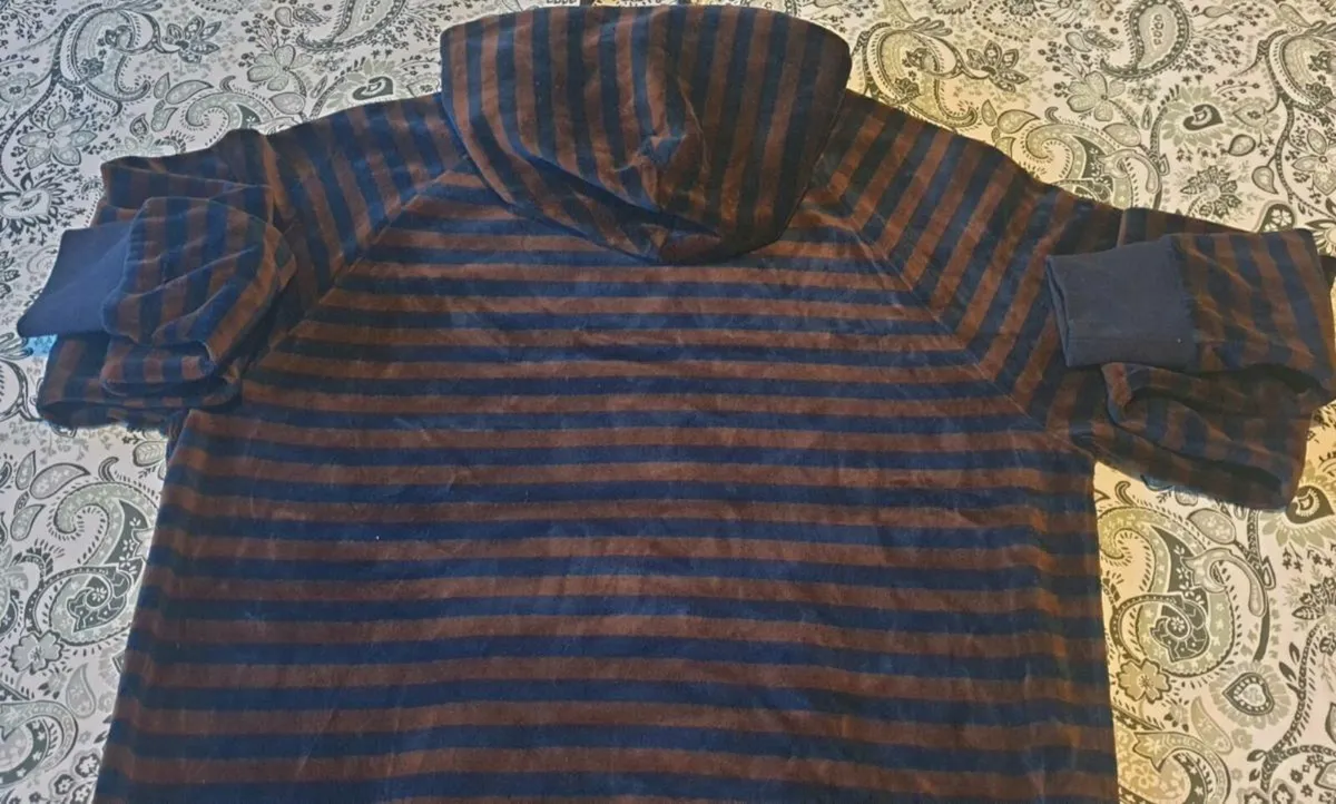Brown And Blue Stripes Hoodie - Image 4