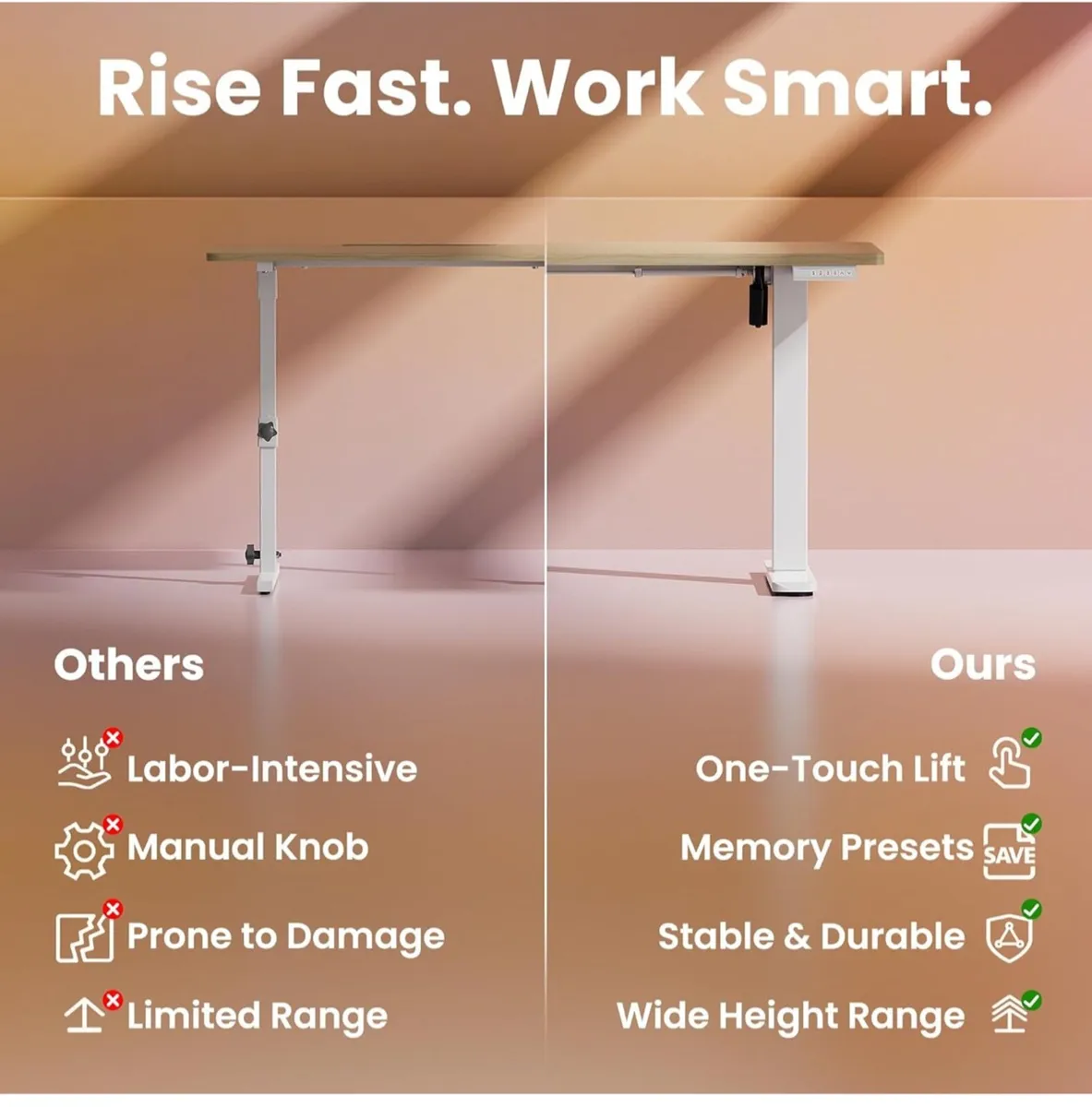 80cm Small Electric Standing Desk Adjustable Heigh - Image 4