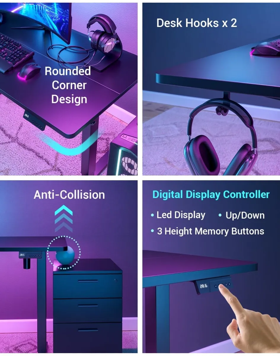 Electric Standing Desk For Gaming 100 x 60 cm Heig - Image 4