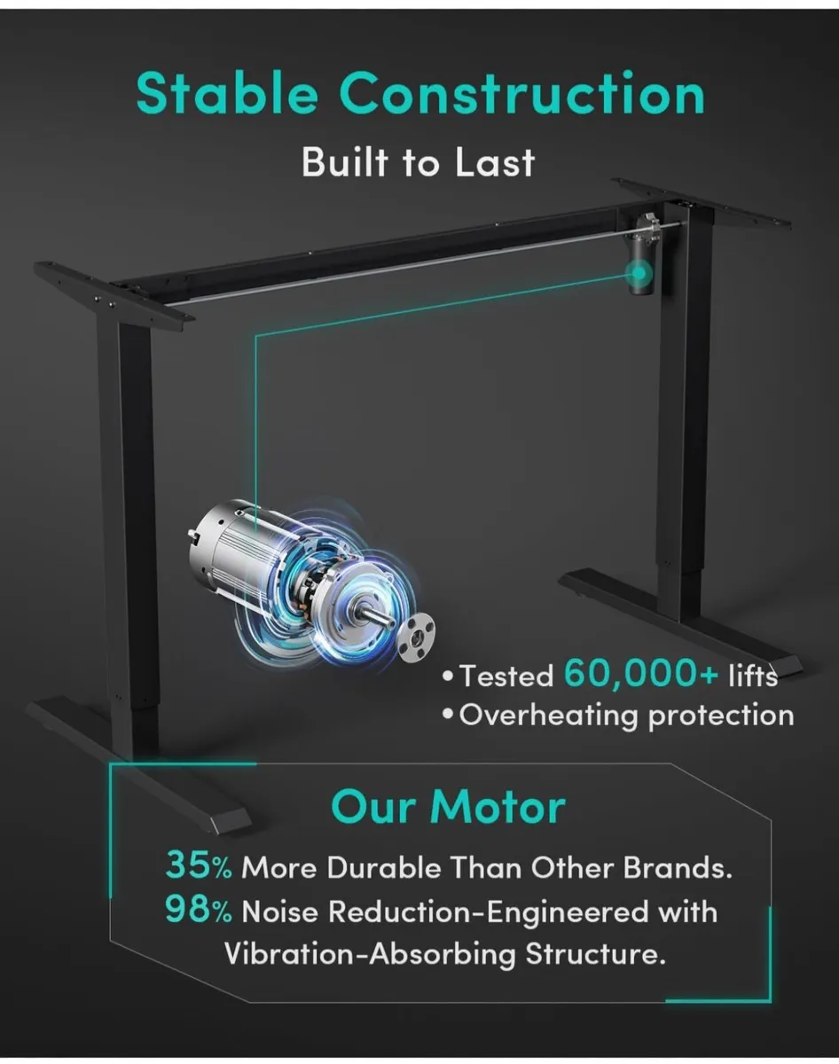 Electric Standing Desk For Gaming 100 x 60 cm Heig - Image 3