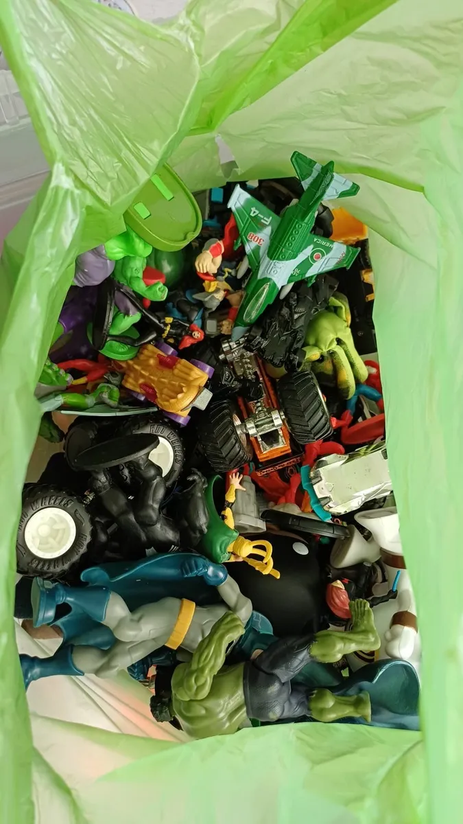 Superhero figures and hot wheels cars