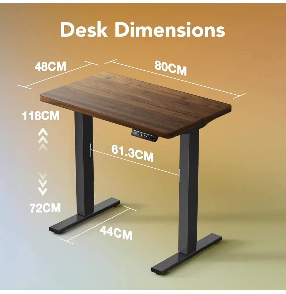 80 cm Electric Standing Desk Adjustable Height, 4 - Image 1
