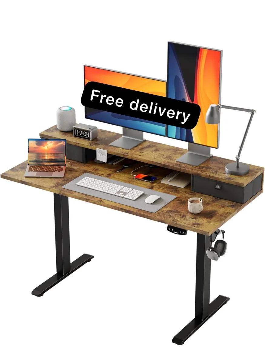 Electric Adjustable Height Desk with 2 Drawers, 12 - Image 1