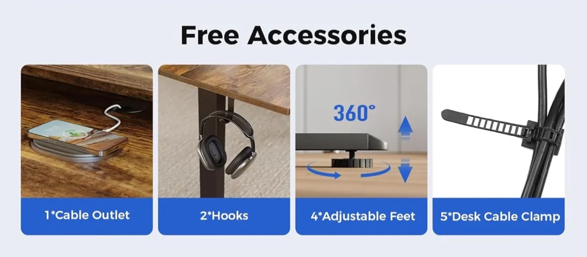 Electric Adjustable Height Desk with 2 Drawers, 12 - Image 2