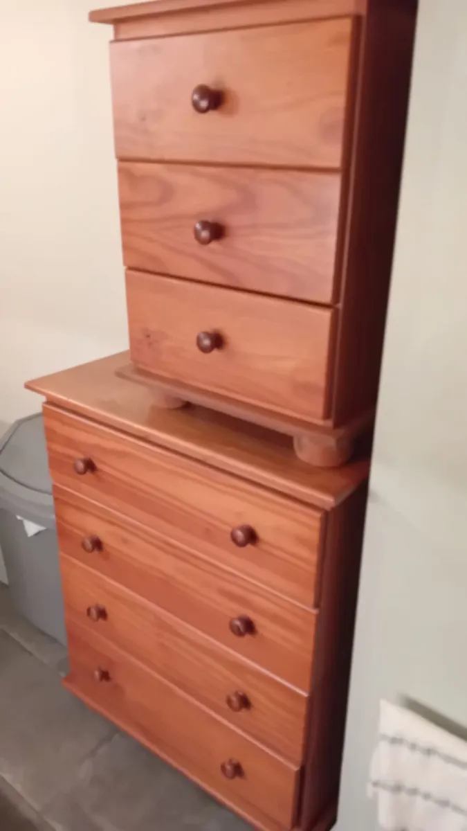 Solid Pine Bedroom Chest of Drawers and One Locker