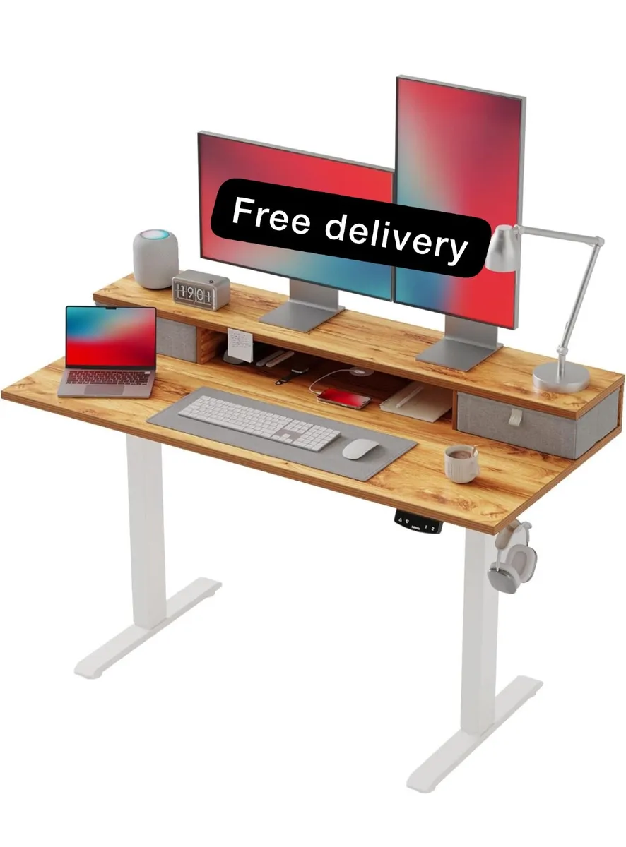 Electric Adjustable Height Desk with 2 Drawers, 12 - Image 1