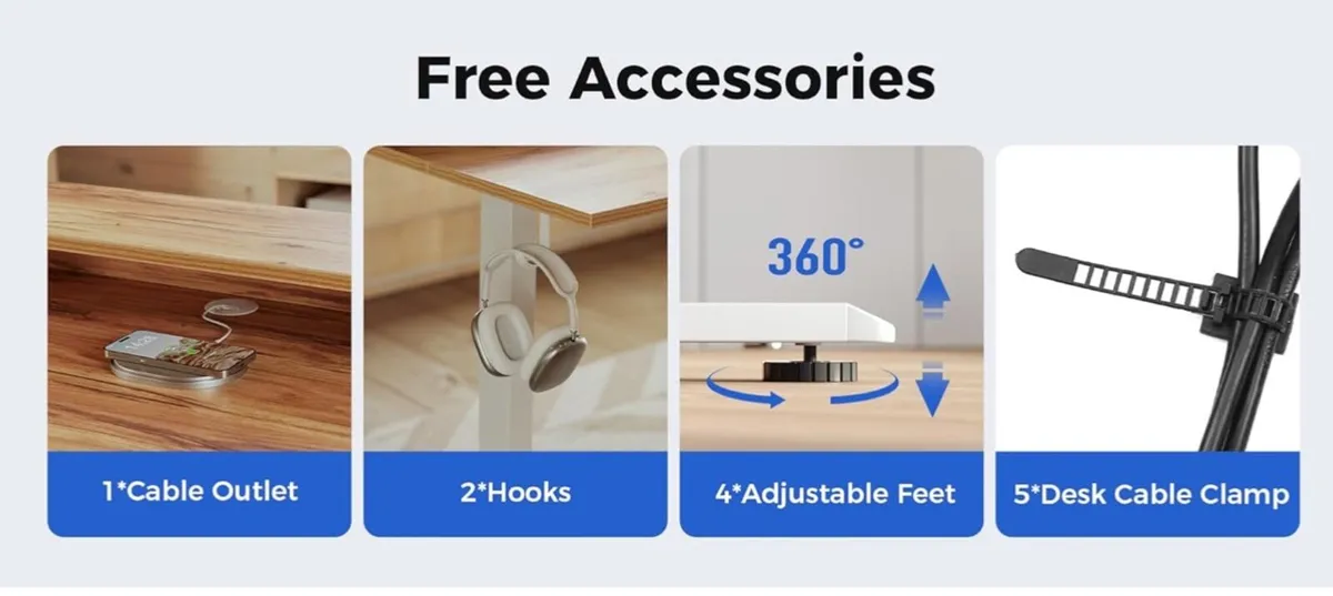 Electric Adjustable Height Desk with 2 Drawers, 12 - Image 3
