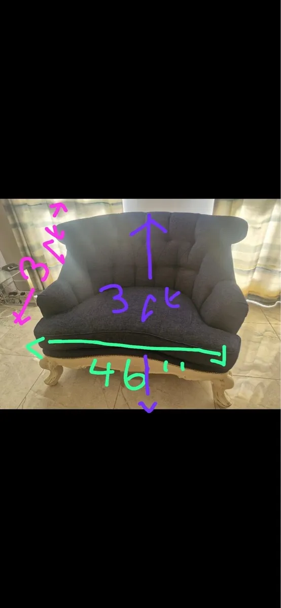 2 seater blue sofa - Image 4