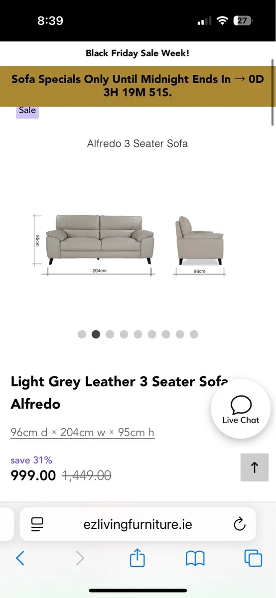 Ez living leather sofa - Image 3