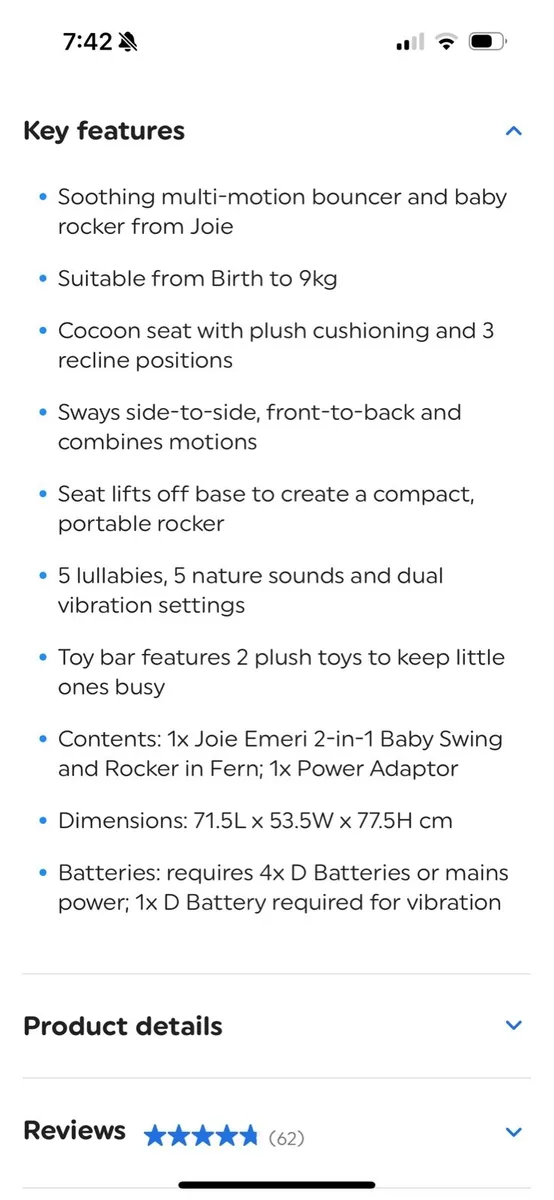 Joie baby swing & rocker - Image 2