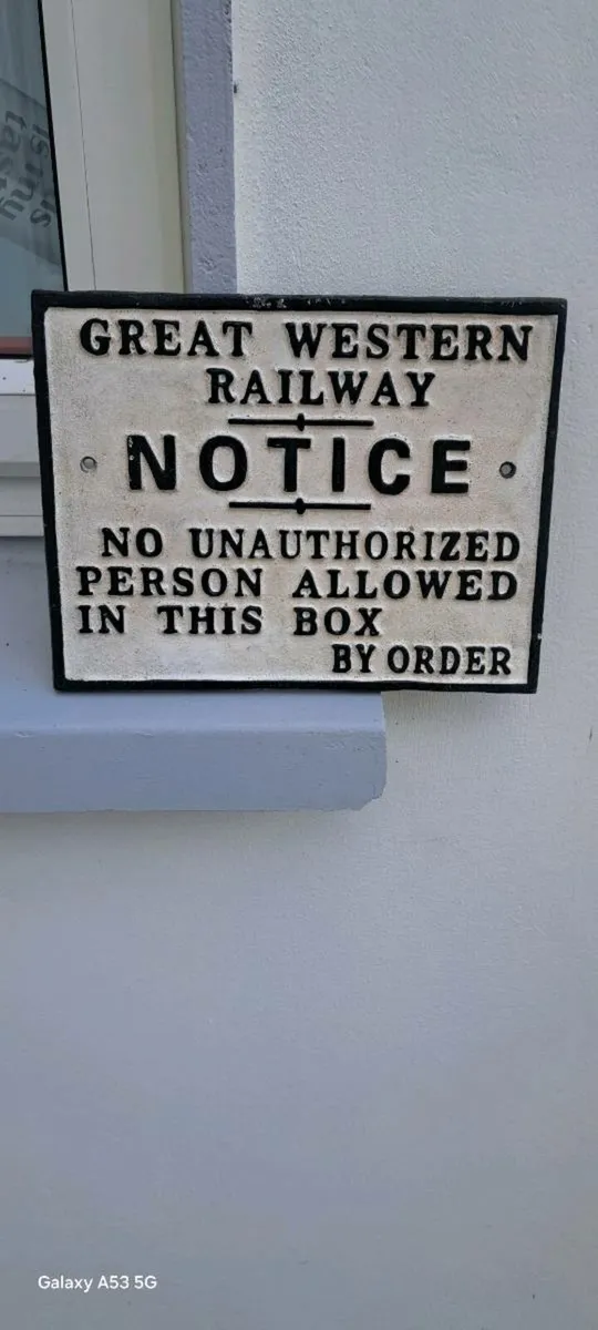 Railway cast iron sign