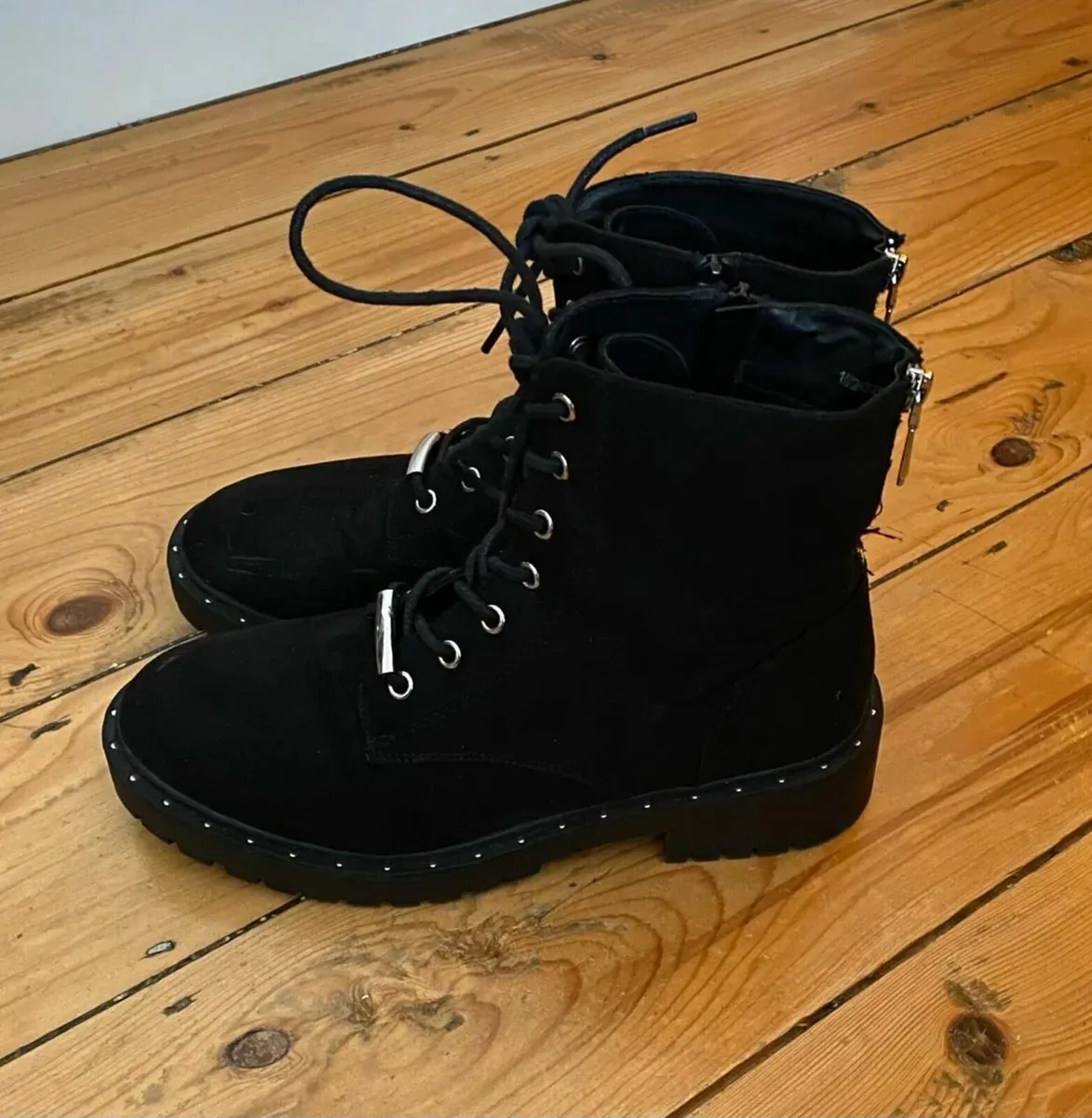 Ladies Schuh Black Suede Ankle Boots, Size 40 / 7 - Image 3