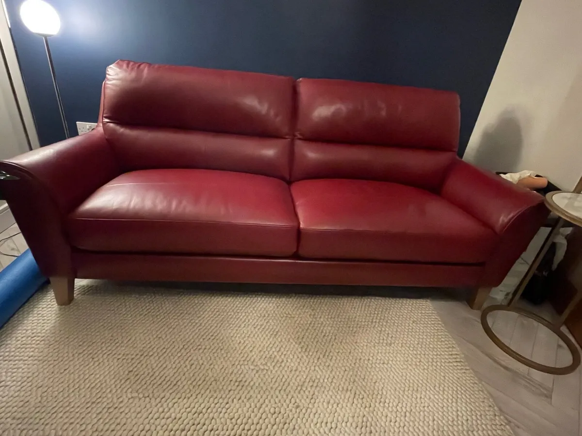 Beautiful Burgundy Leather Sofa – Barely Used - Image 2