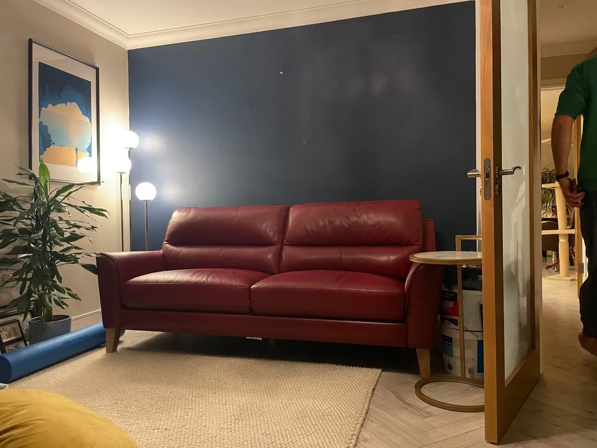 Beautiful Burgundy Leather Sofa – Barely Used - Image 1