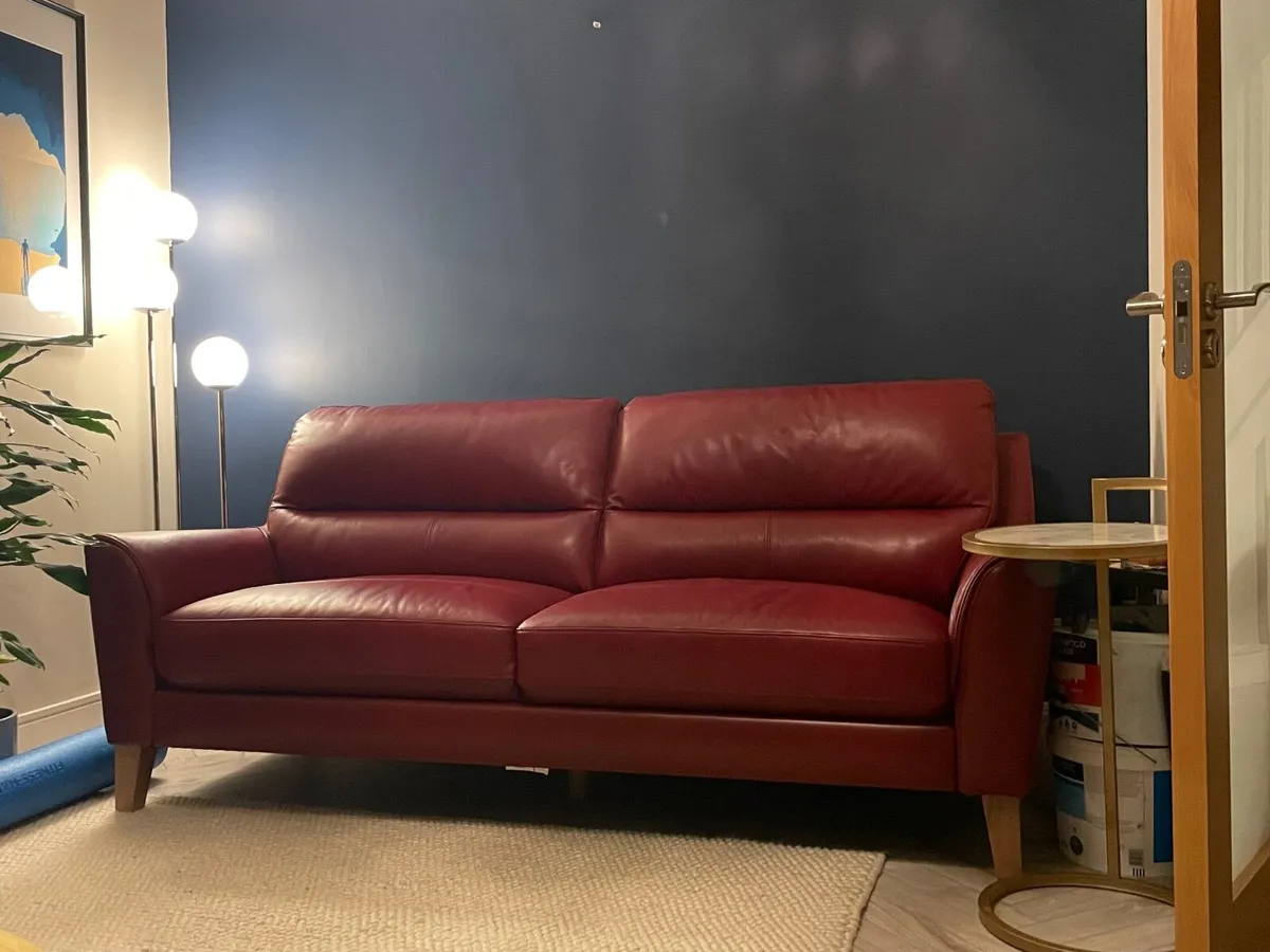 Beautiful Burgundy Leather Sofa – Barely Used - Image 3