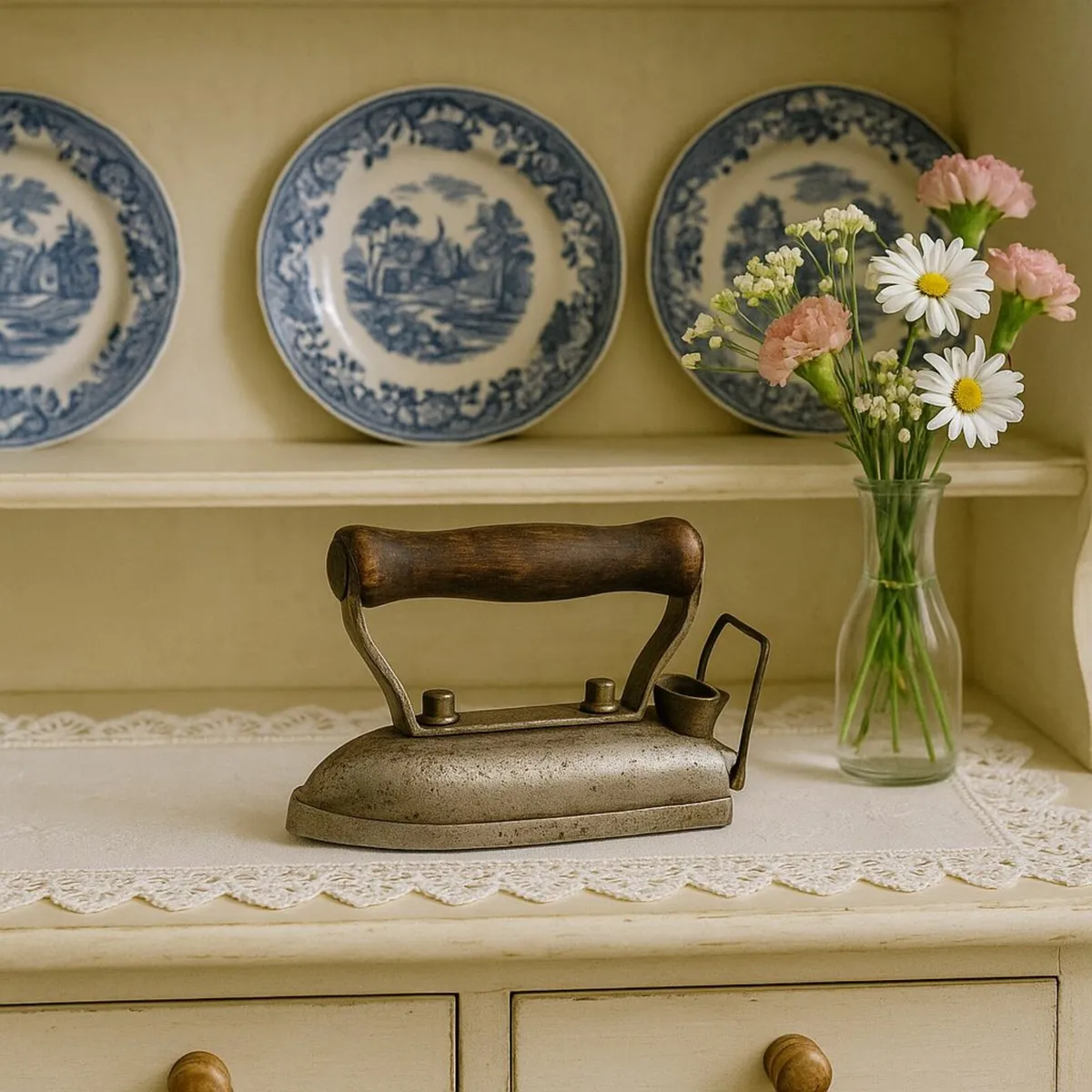 antique vintage 2 PIN IRON clothes cottage pub bar - Image 1