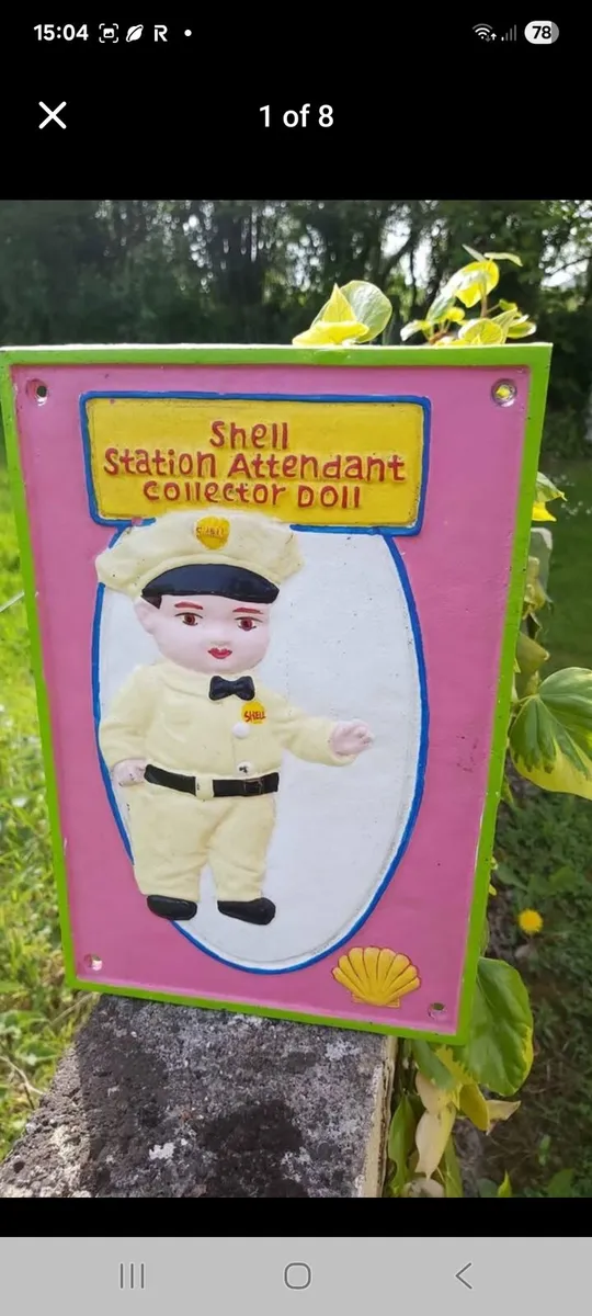 Shell cast iron sign