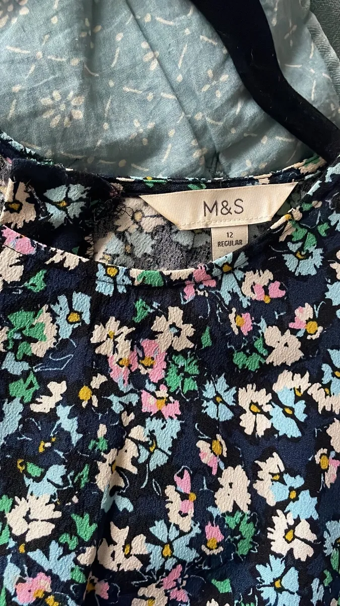 M&S Floral Round Neck Midi Tea Dress: Size 12 - Image 3