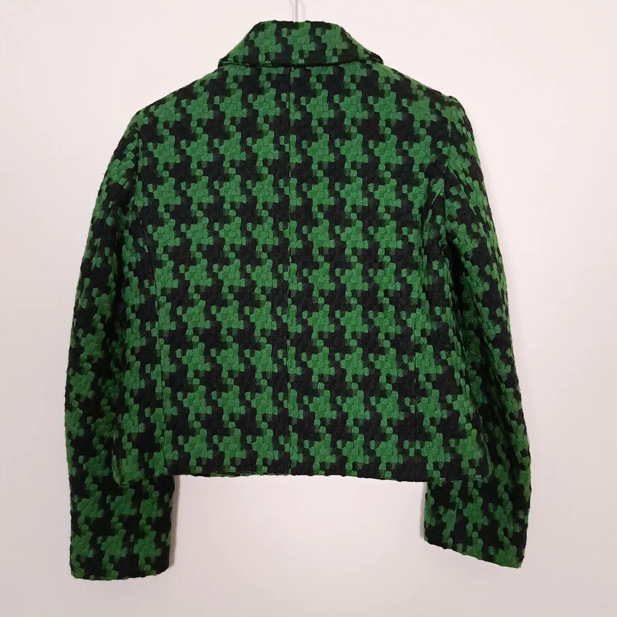 M&S Black Green Geometric Wool Jacket 10UK - Image 4