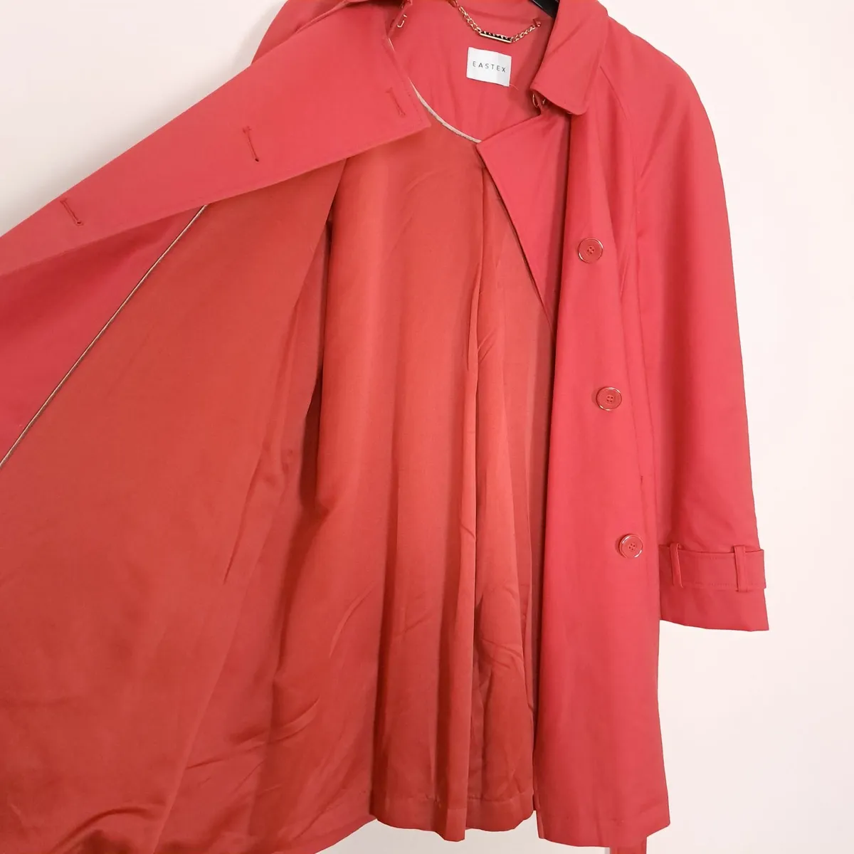 Eastex Red Orange Belted Trench Coat 14UK/42EU - Image 4