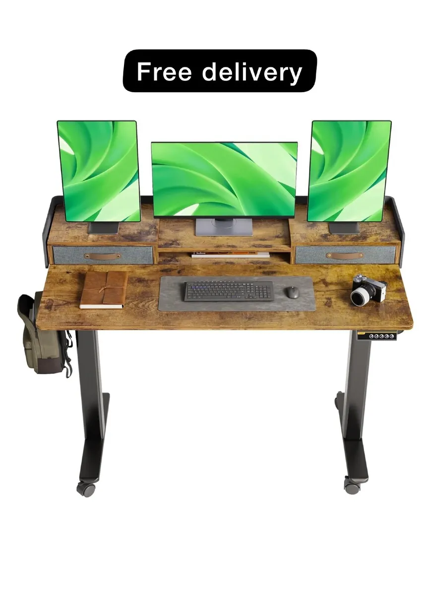 Electric Standing Desk with Drawers, 120x60cm Heig - Image 1