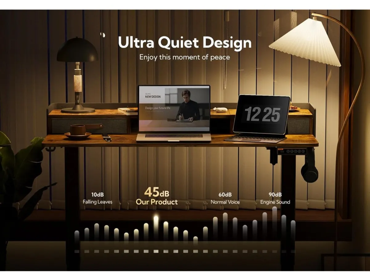 Electric Standing Desk with Drawers, 120x60cm Heig - Image 4