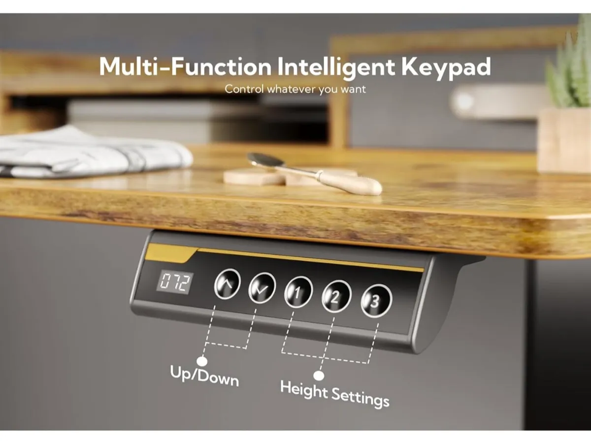 Electric Standing Desk with Drawers, 120x60cm Heig - Image 3