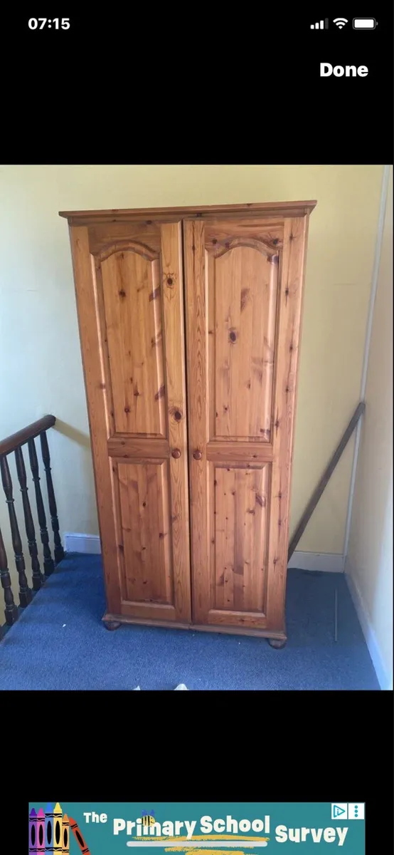 Double solid pine wardrobe - Image 1