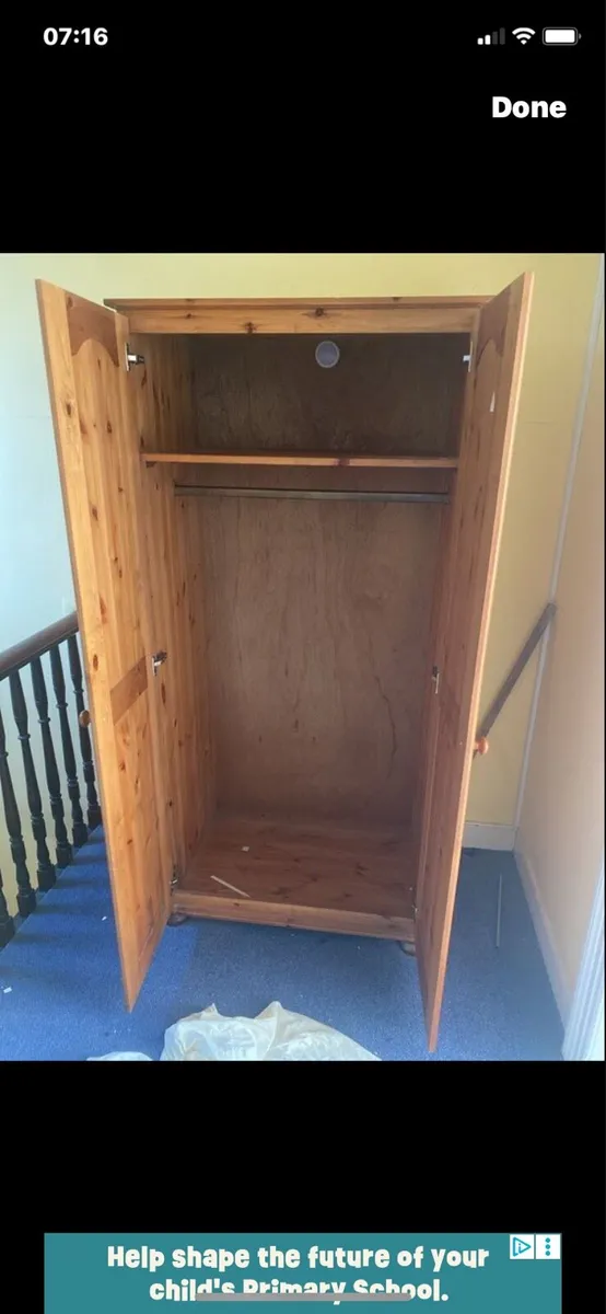 Double solid pine wardrobe - Image 3