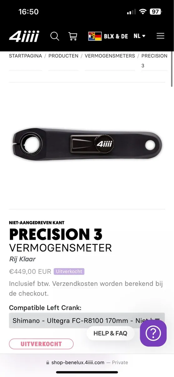 Ultegra R8100 4iiii Power Meter - Image 1