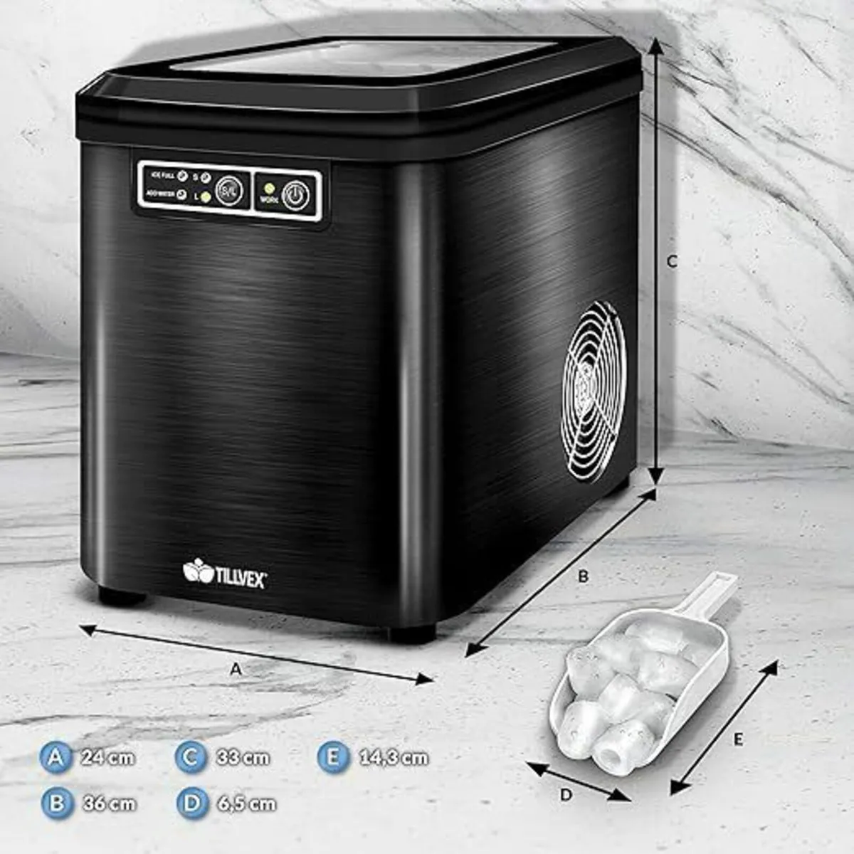 Ice Cube Machine Stainless Steel 12 kg - 24 h Ice - Image 3
